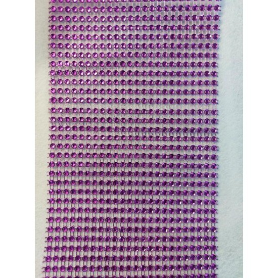 Полотно имитация страз 12см (цв. тем. орхидея), цена за 0,5 м